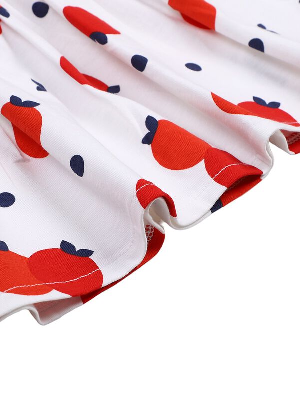 Girls White & Red Short Sleeve Knitted Dress image number 3